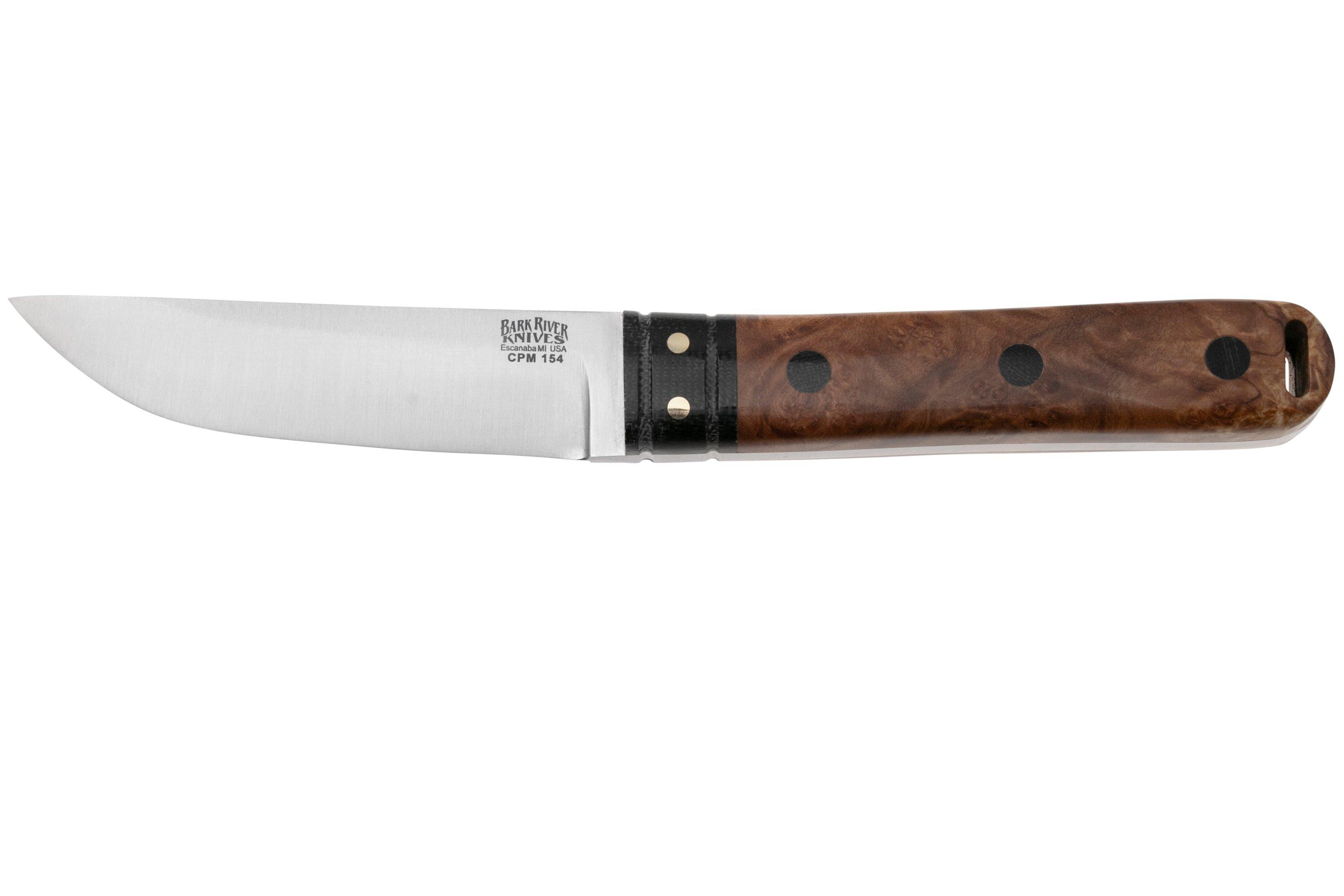Bark River Kitsuné CPM 154 Natural Maple Burl Black Micarta