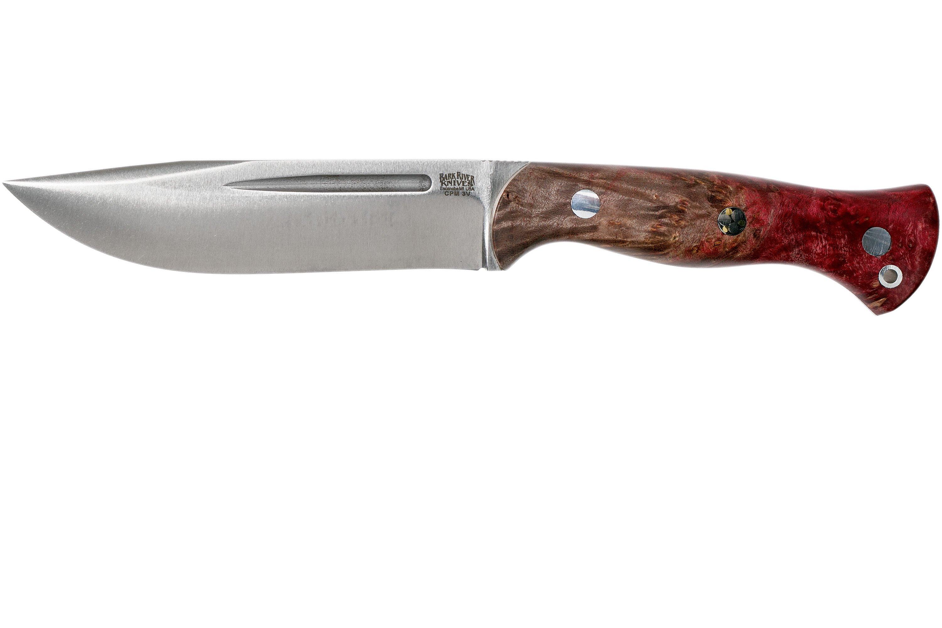 Bark River Cub CPM 3V, Hellfire Maple Burl, Mosaic Pin bushcraft knife