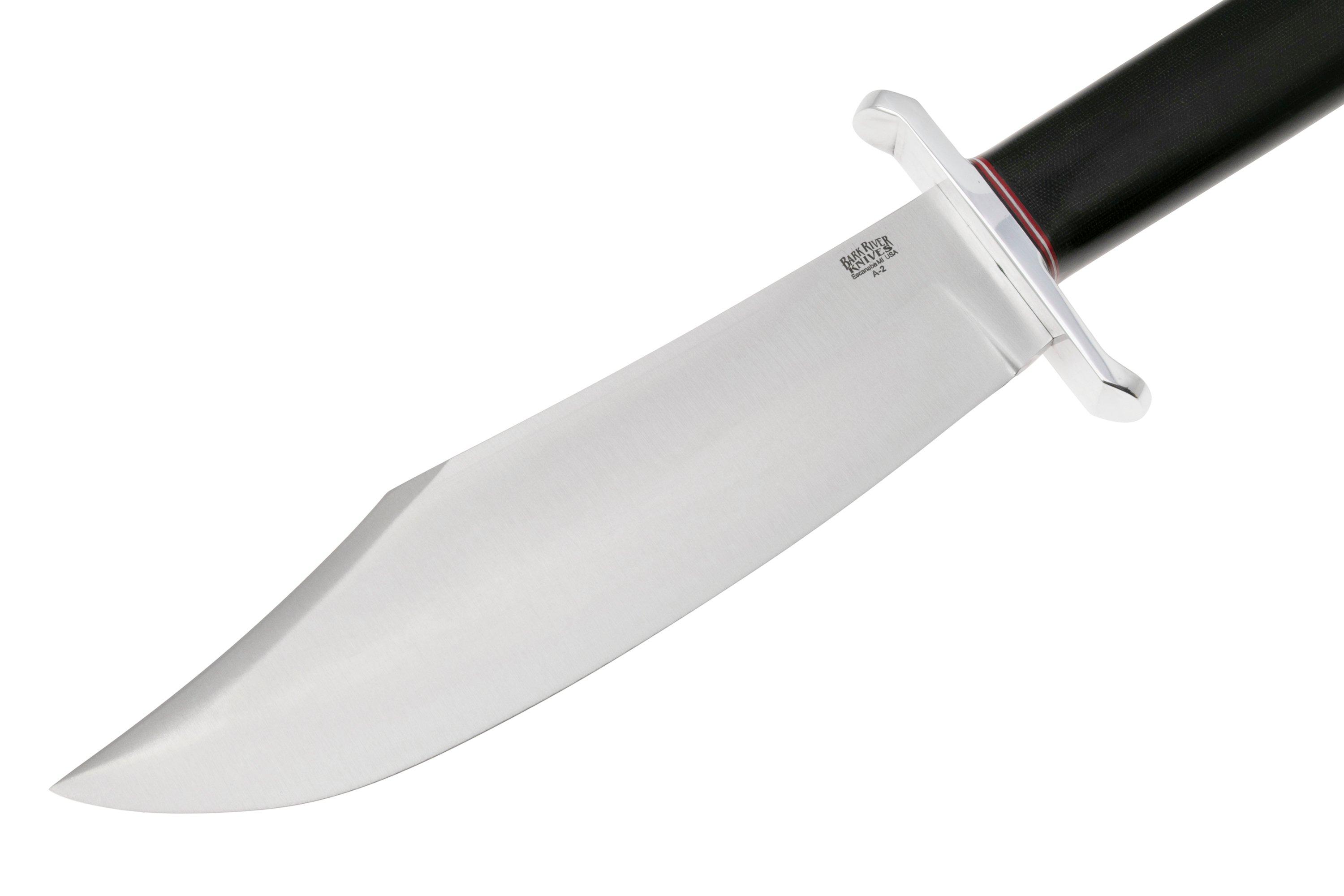 Bark River V-44 Bowie A2 Black Canvas Micarta, Brass Double Quillion ...