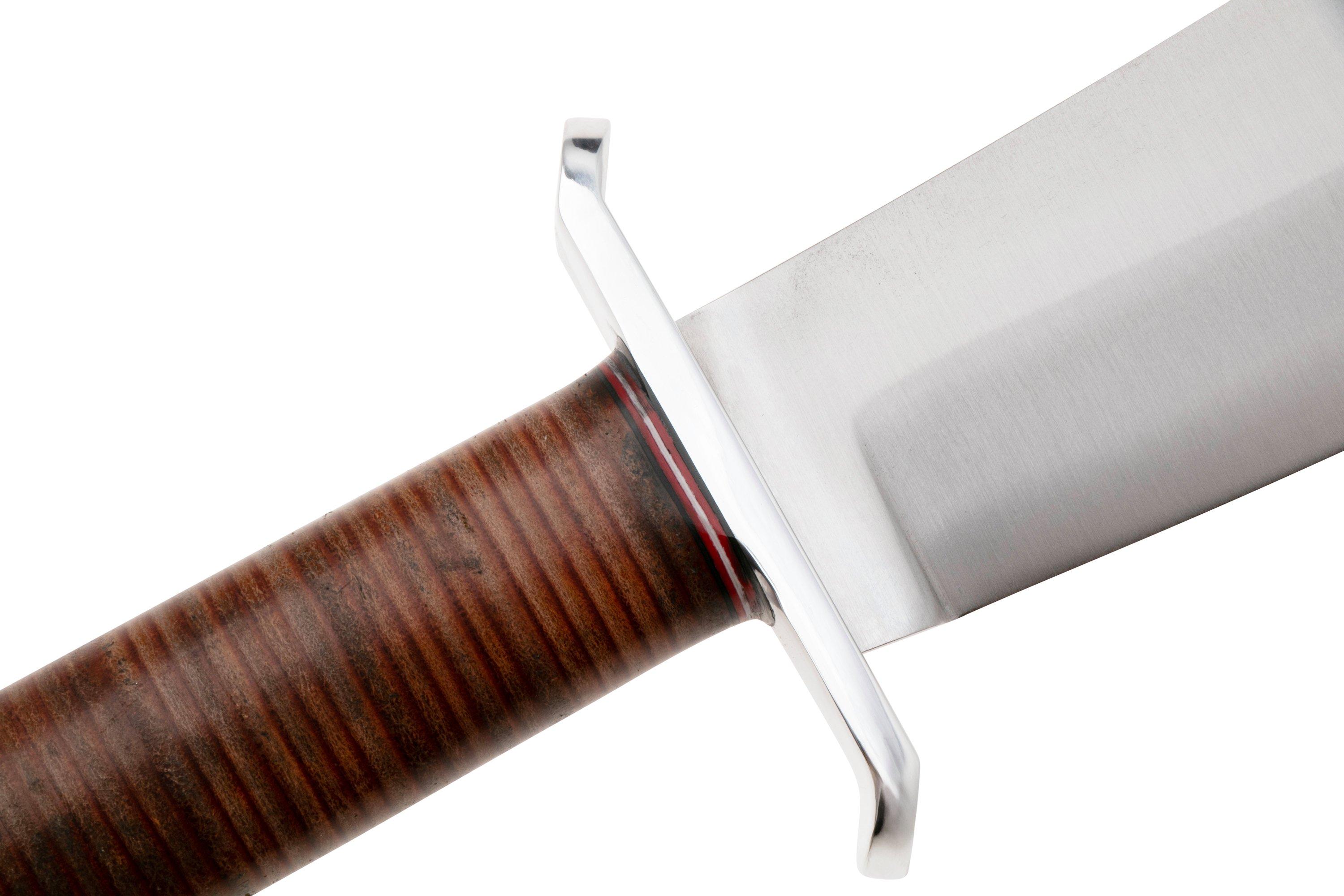 Bark River V-44 Bowie A2 Stacked Leather, Brass Double Quillion, bowie ...