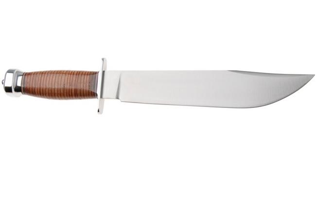 Image for Bark River 1909 Michigan Bowie Clip Point BR-09-214 Satin A2, Stacked Leather, Double Quillion, bowie knife