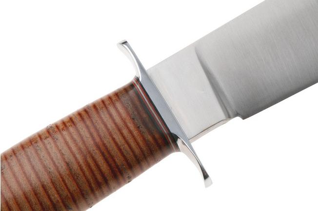 Image for Bark River 1909 Michigan Bowie Clip Point BR-09-214 Satin A2, Stacked Leather, Double Quillion, bowie knife