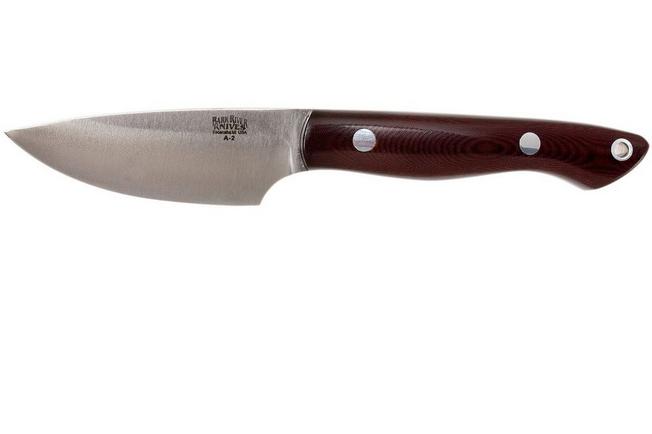 Bark River Kalahari Bushman A2, Maroon Linen Micarta, brown sheath