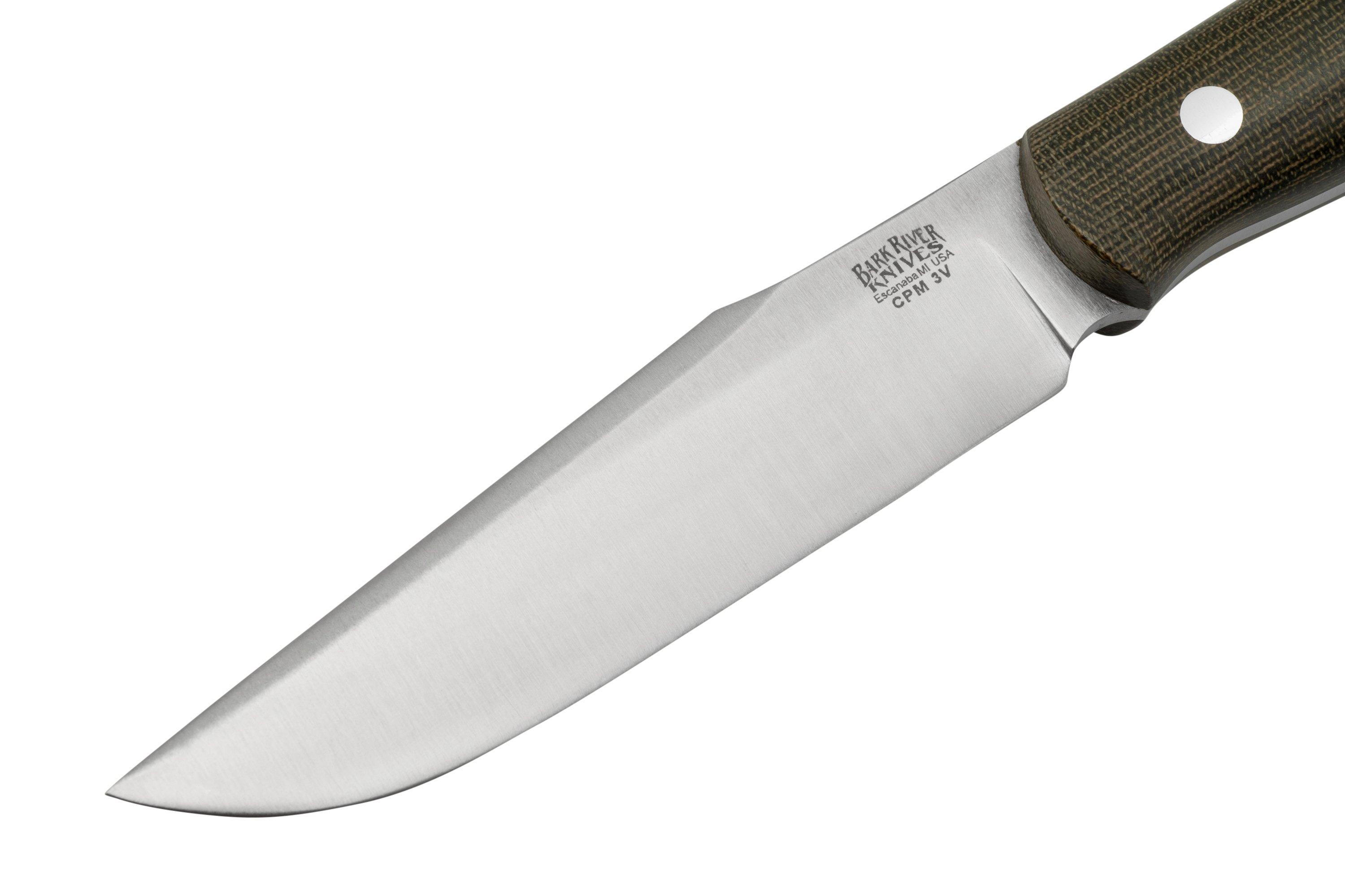 Bark River Ultra Lite Field Knife CPM 3V Green Canvas Micarta