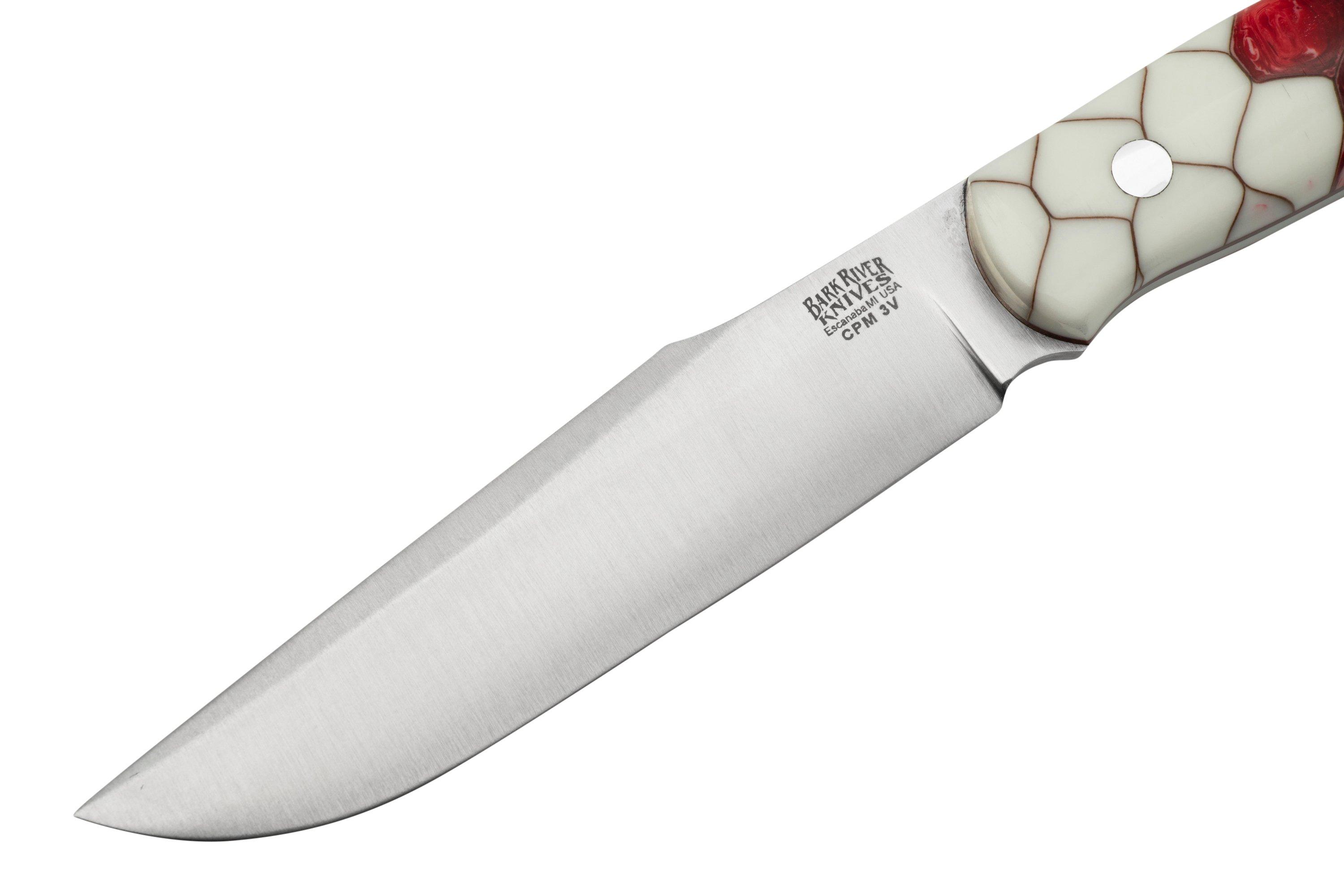 Bark River Ultra Lite Field Knife CPM 3V Ruby Frost Dragonscale Red
