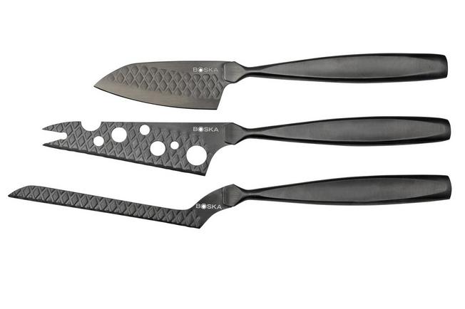 Cheese Knife Set Monaco+ Black with Leather Case