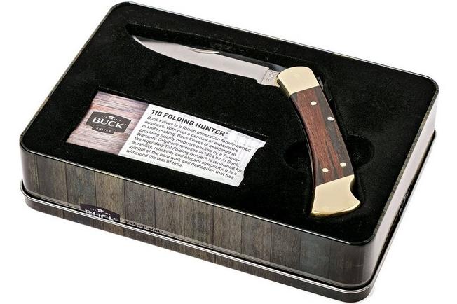 Image for Buck 110 Folding Hunter hunting knife, tin gift box