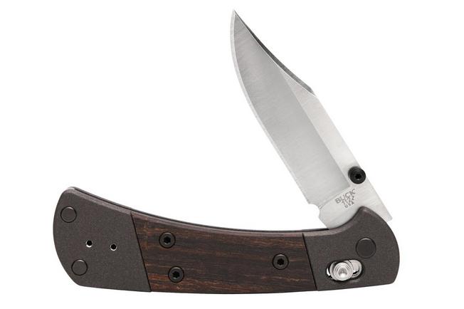 Imagen para Buck 112 Ranger Crossbar Lock 0112BRS18 Satin MagnaCut, Aluminium, Macassar Ebony, navaja