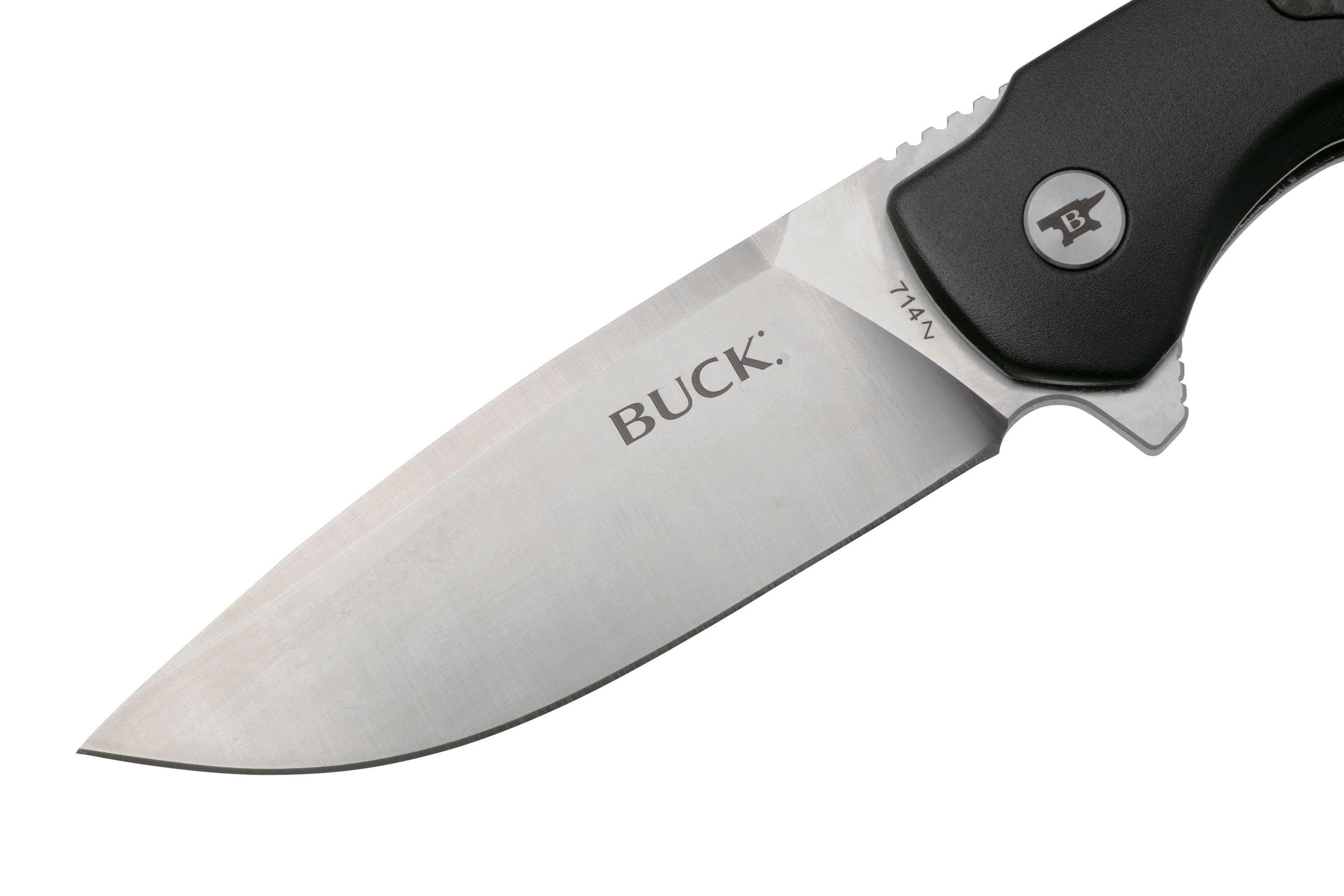 Buck Stinger 0714BKS Satin D2, Black Aluminium Carbon Inlay ...