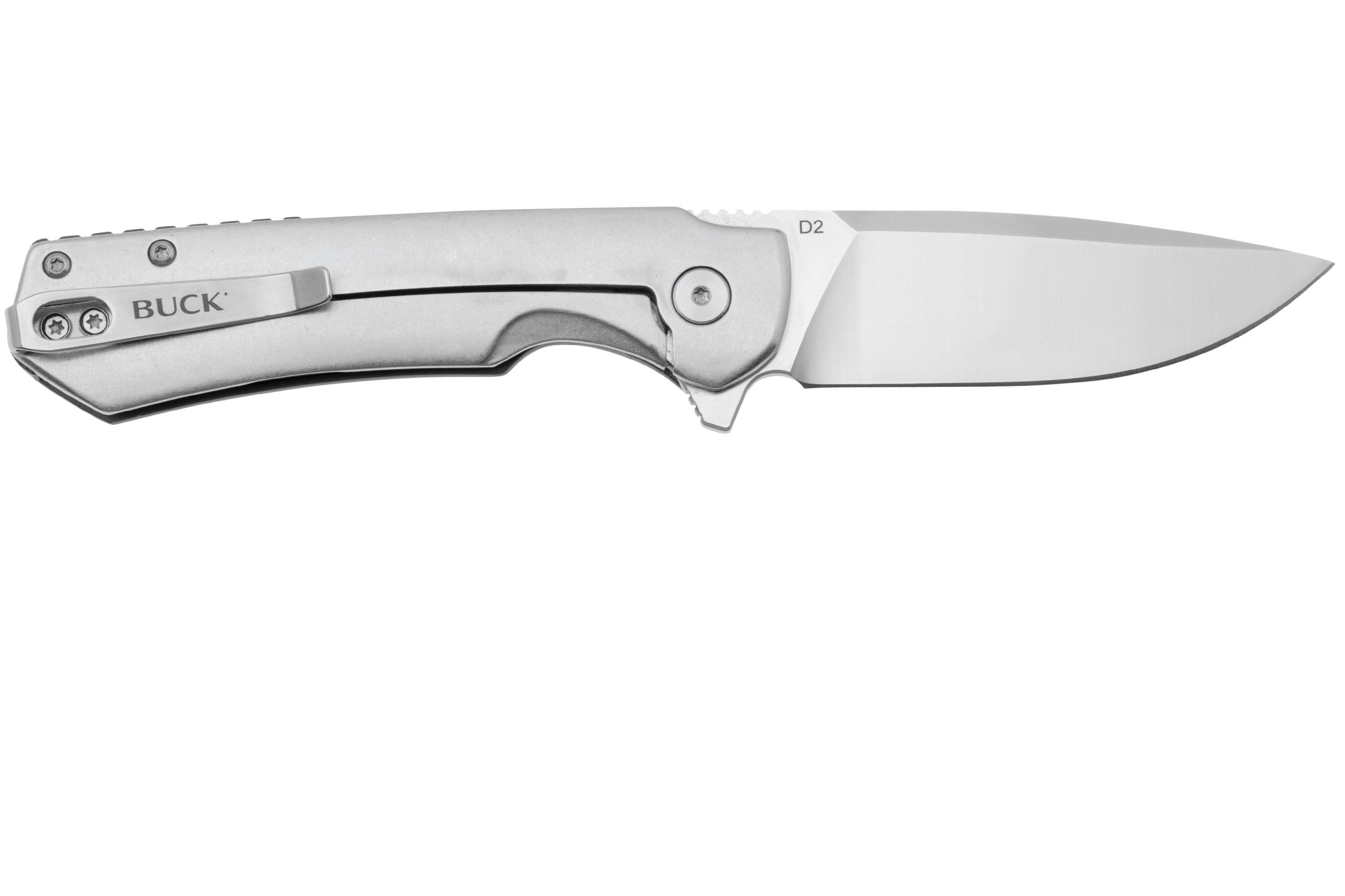 Buck Stinger 0714GRS Satin D2, Green Aluminium Carbon Inlay, navaja ...