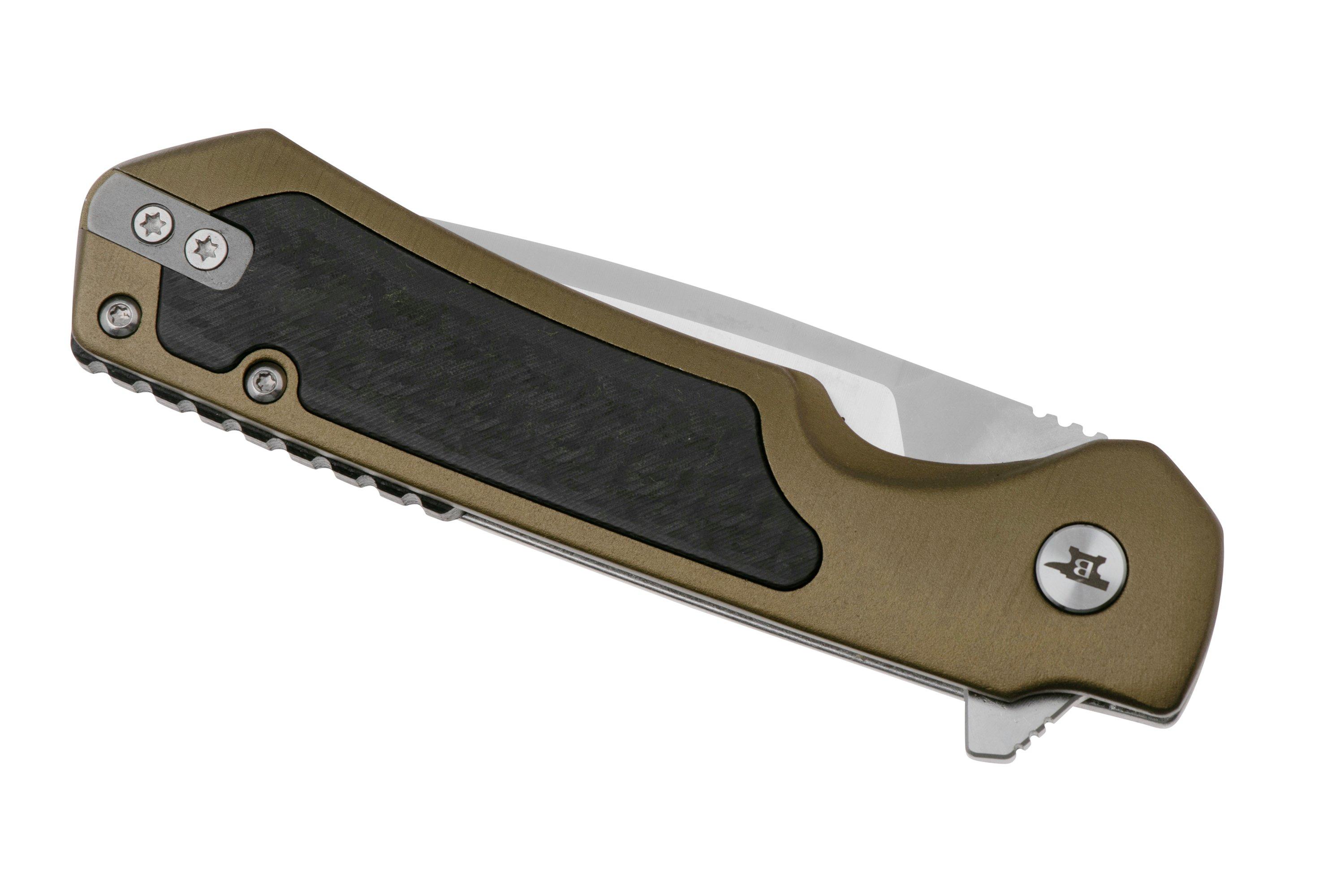 Buck Stinger 0714GRS Satin D2, Green Aluminium Carbon Inlay, navaja ...