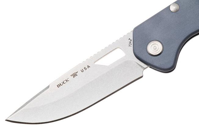 Imagen para Buck 724 Mustang 0724BLS1 Bead Blasted 420HC, Dark Blue Aluminum, navaja
