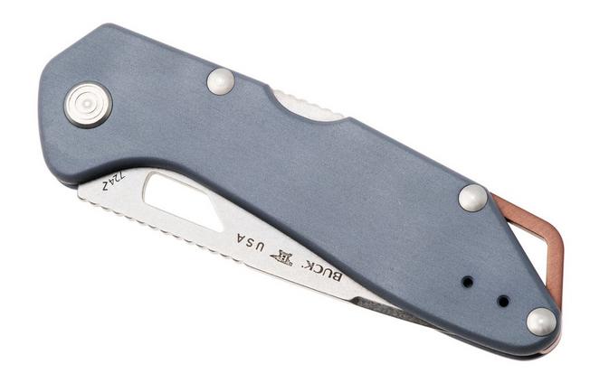 Imagen para Buck 724 Mustang 0724BLS1 Bead Blasted 420HC, Dark Blue Aluminum, navaja