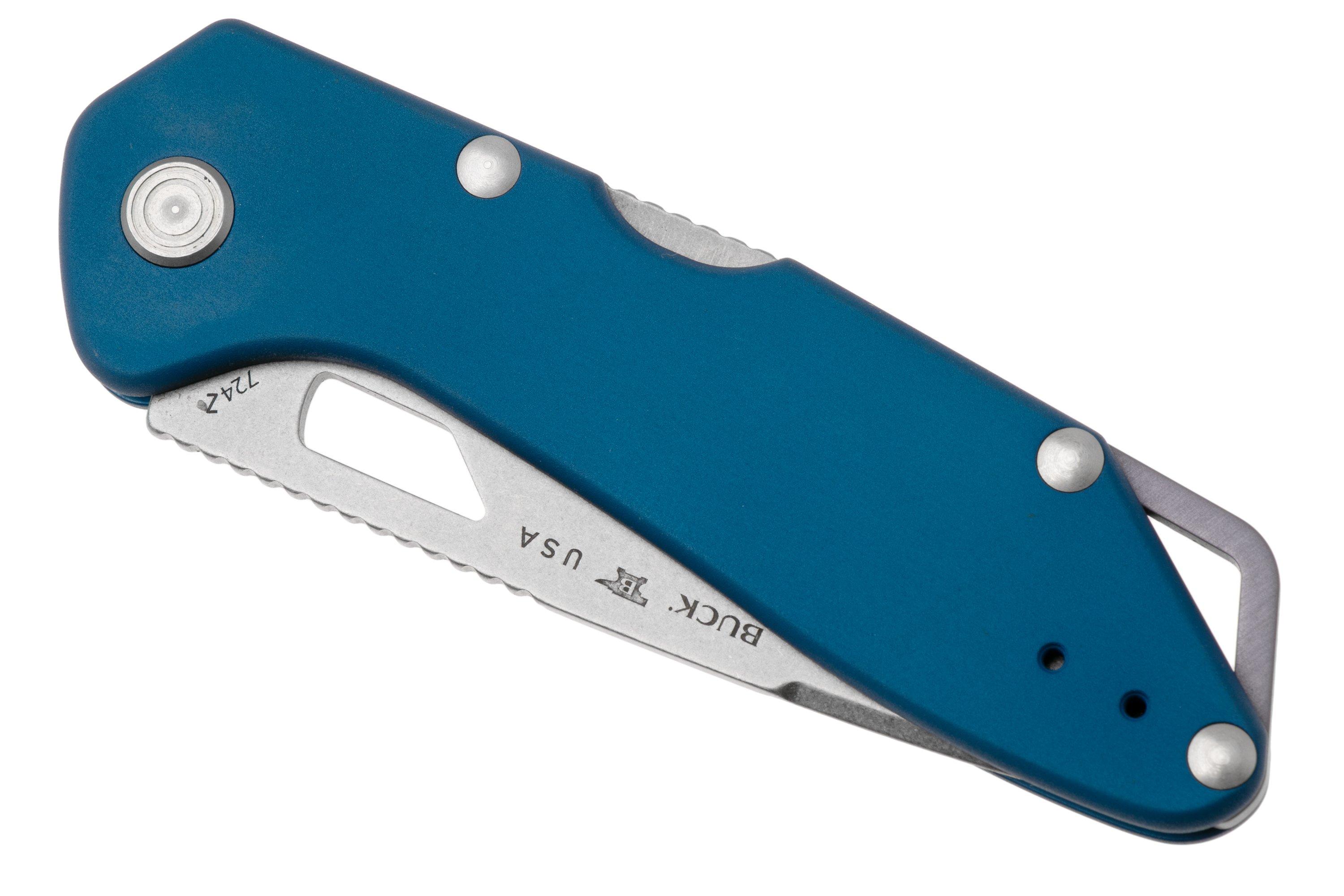 Buck 724 Mustang 0724BLS Bead Blasted 420HC, Blue Aluminum, pocket