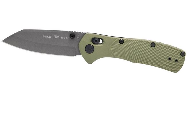 Image for Buck 797 Range Pro Ops 0797GRS1 Gray Cerakote 154CM, Green FRN, pocket knife