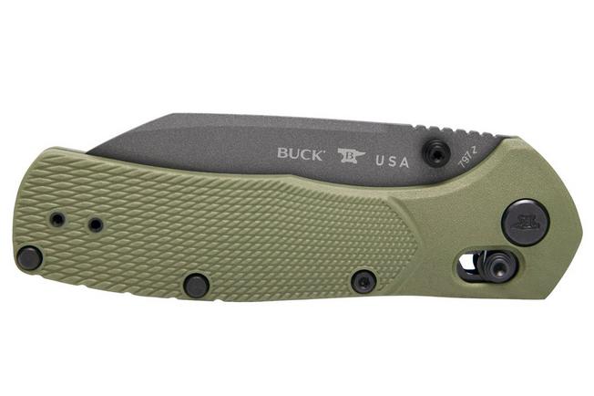 Image for Buck 797 Range Pro Ops 0797GRS1 Gray Cerakote 154CM, Green FRN, pocket knife