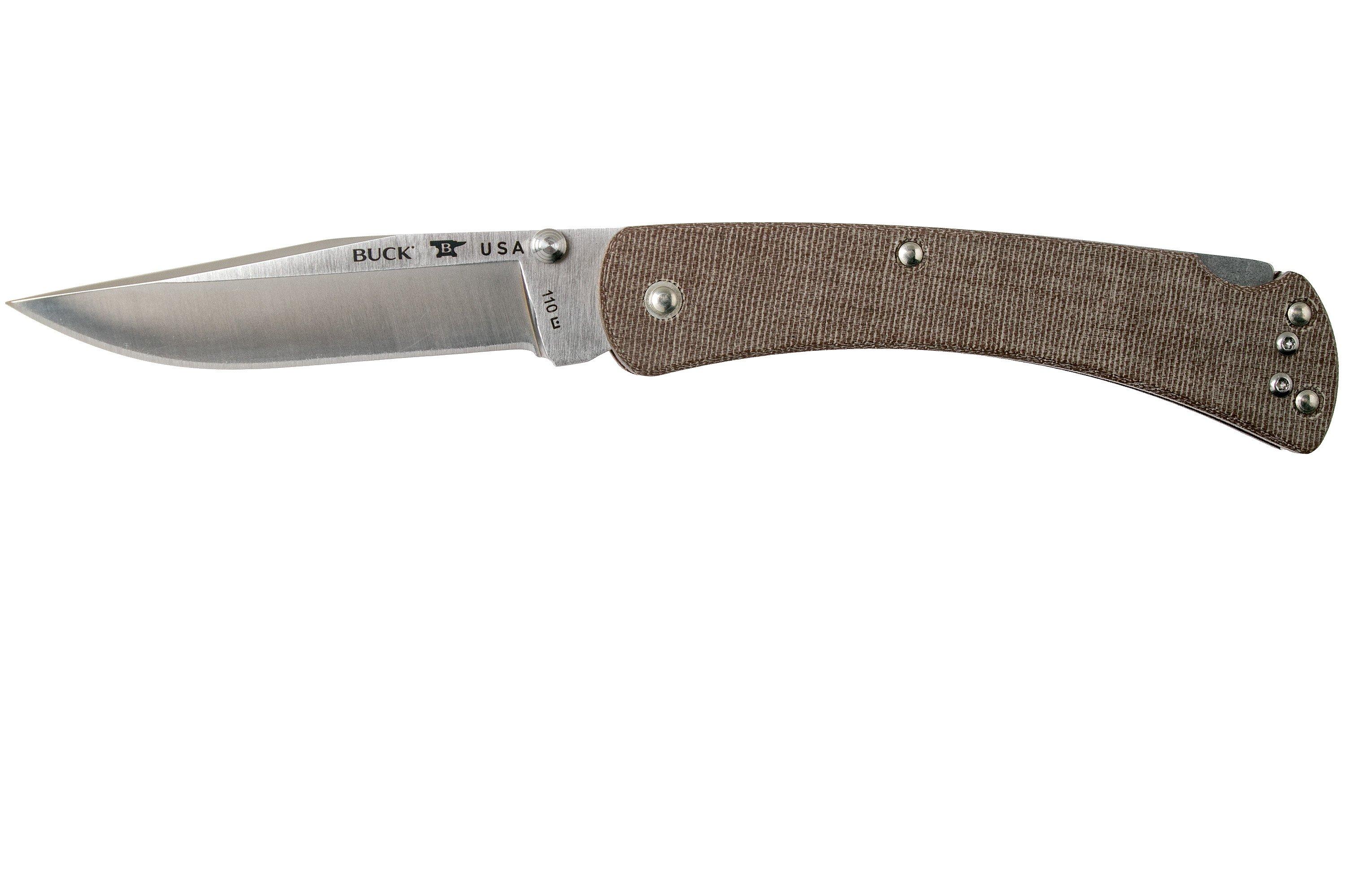 Buck 110 Slim Knife Pro Brown Micarta 0110BRS4 pocket knife