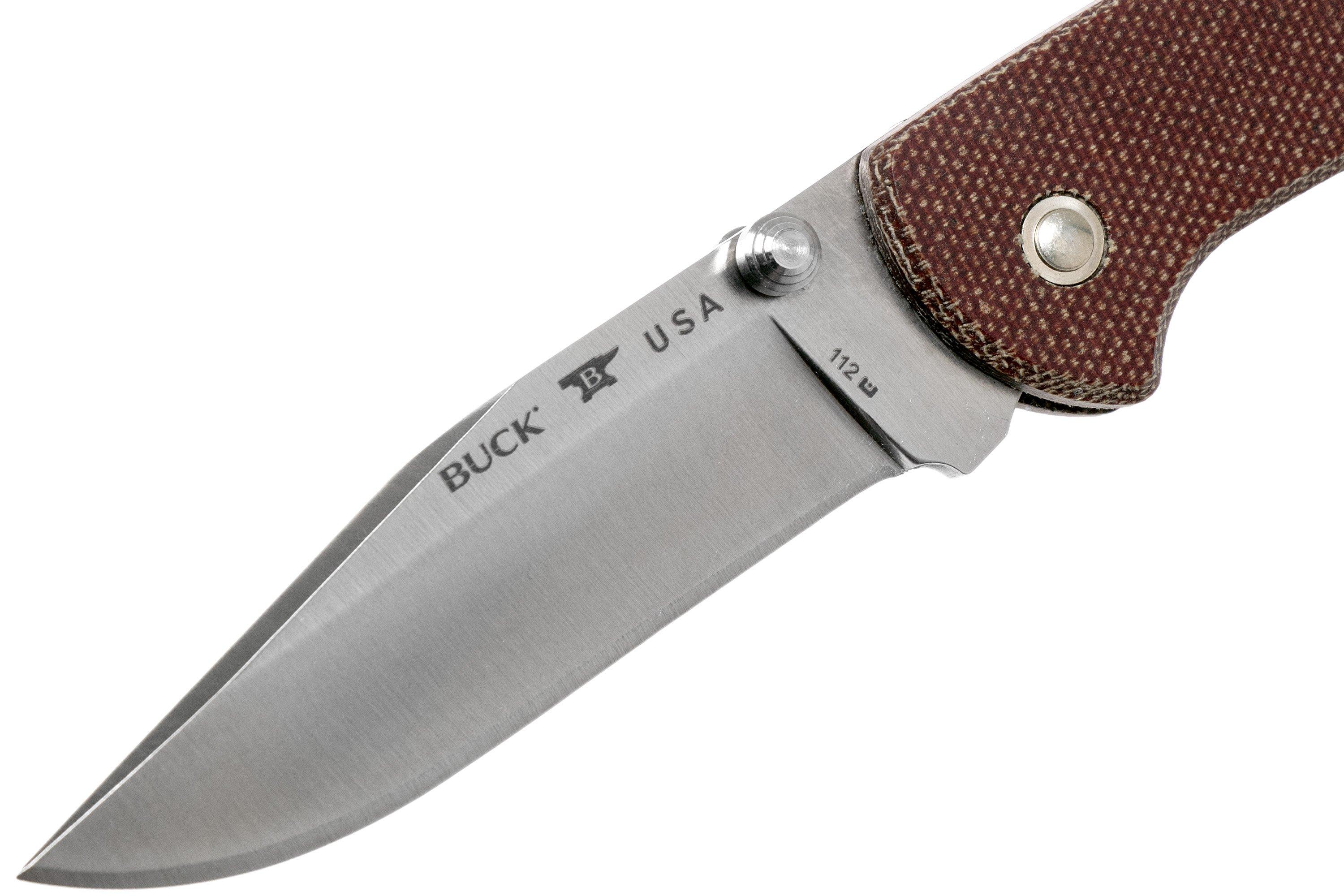 Buck 112 Ranger Slim Knife Pro Brown Micarta 0112BRS6 Pocket Knife ...