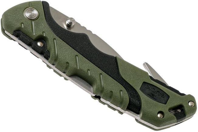 Buck Folding Pursuit Large Guthook Green Drop Point Hunting Knife 660GRG