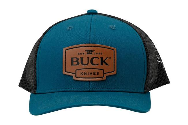 Buck Logo Leather Patch Cap 89159, Blue/Black, gorra