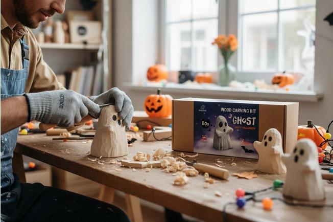 Obraz dla Zestaw do rzeźbienia w drewnie BeaverCraft DIY Halloween Kit