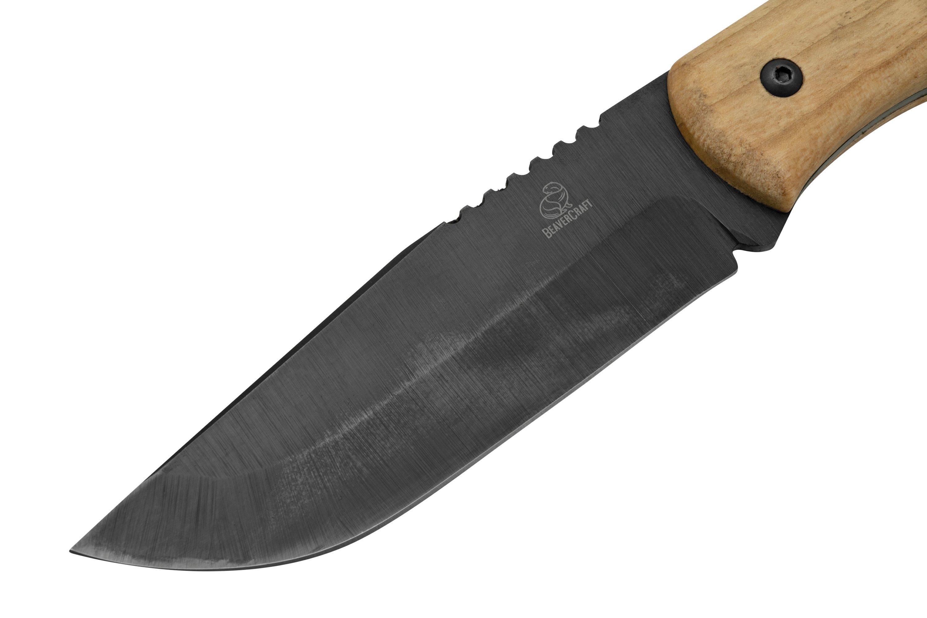 BSH2 - Carbon Bushcraft Knife Walnut Handle Leather Sheath – BeaverCraft  Tools