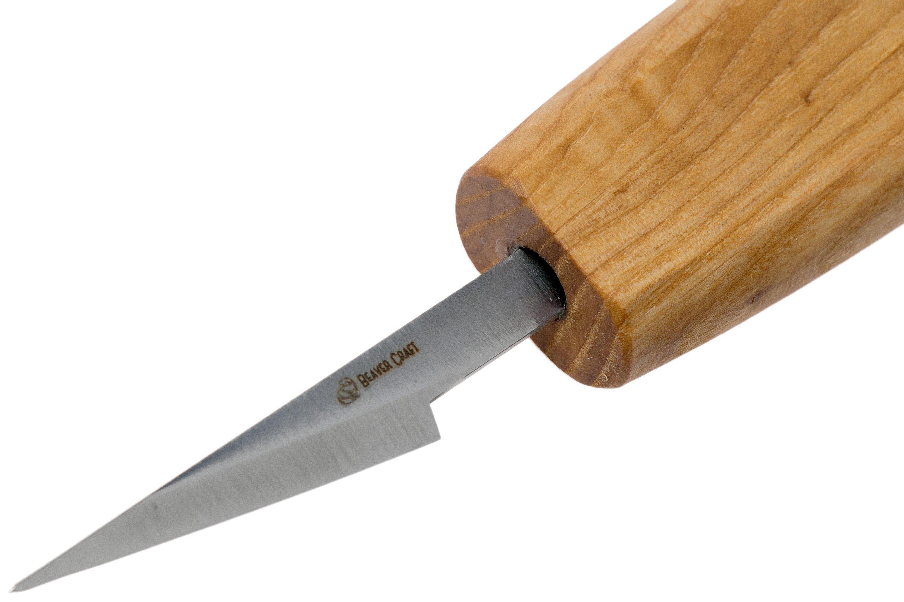 BeaverCraft Cincel de gubia para tallar madera 7L/22 cuchillo de gancho  SK1s cuchillo de dibujo con funda de cuero herramienta para carpintería  DK2s