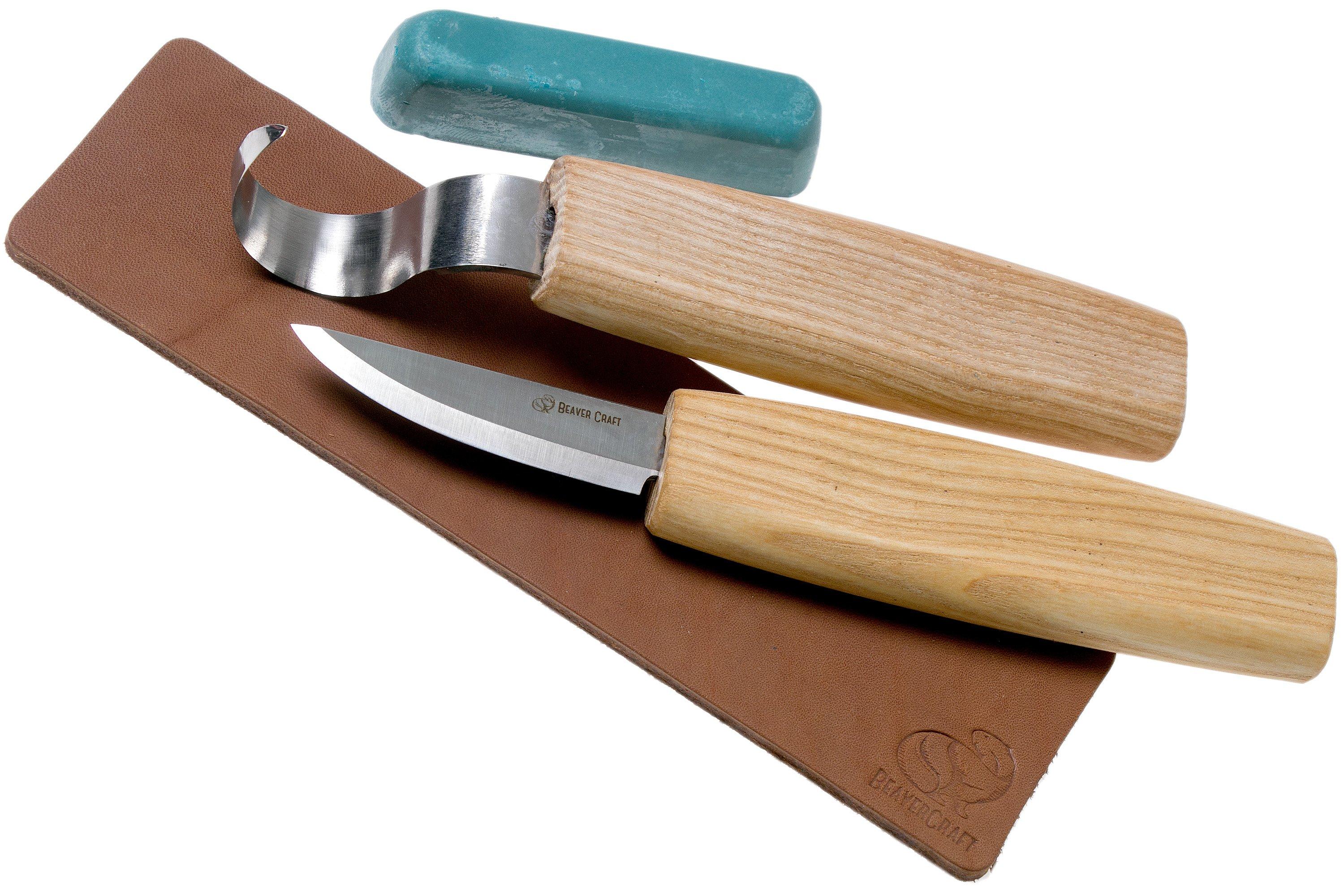 BeaverCraft Spoon Carving Set of 4 S19 Book, wood carving set with