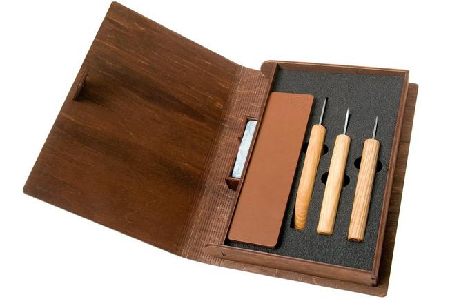 BeaverCraft Geometric Wood Carving Set S05 Book wood carving set with  wooden storage book