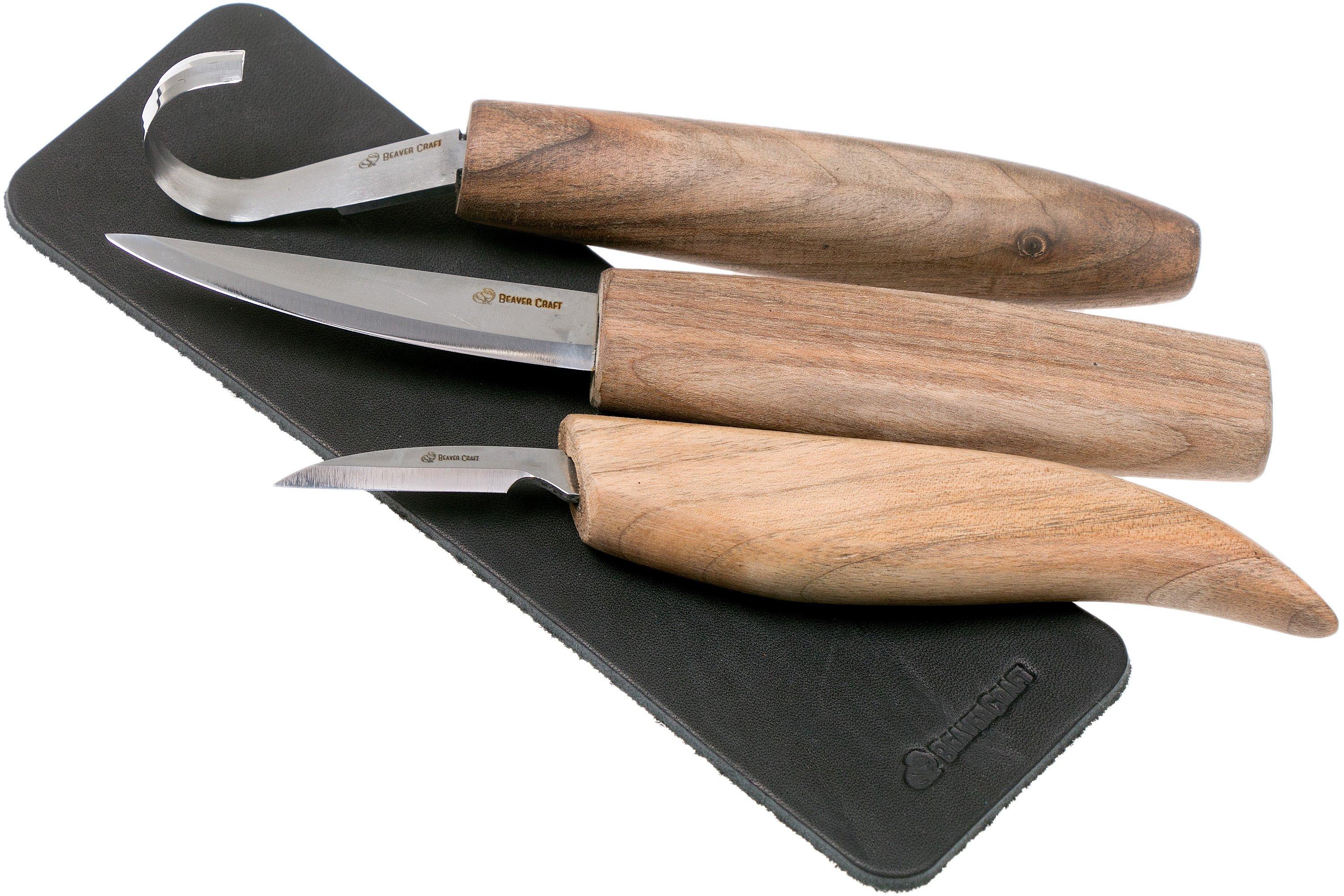Kit De 4 ébauches (blocs) De Bois Pour Sculpture - Marque BeaverCraft - Orme, Noyer, Érable, Aulne