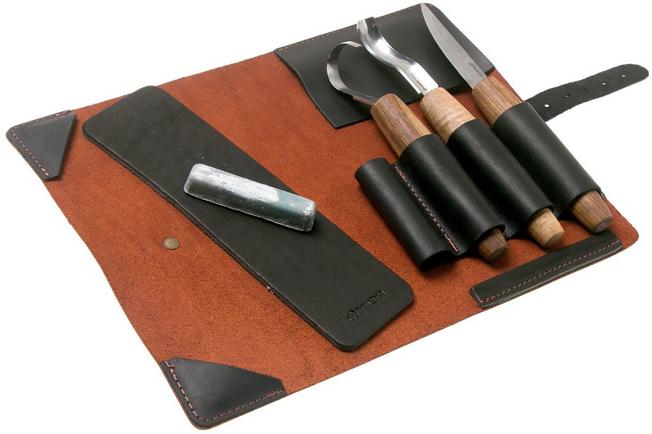 BeaverCraft Spoon Carving Tool Set in Genuine Leather Case