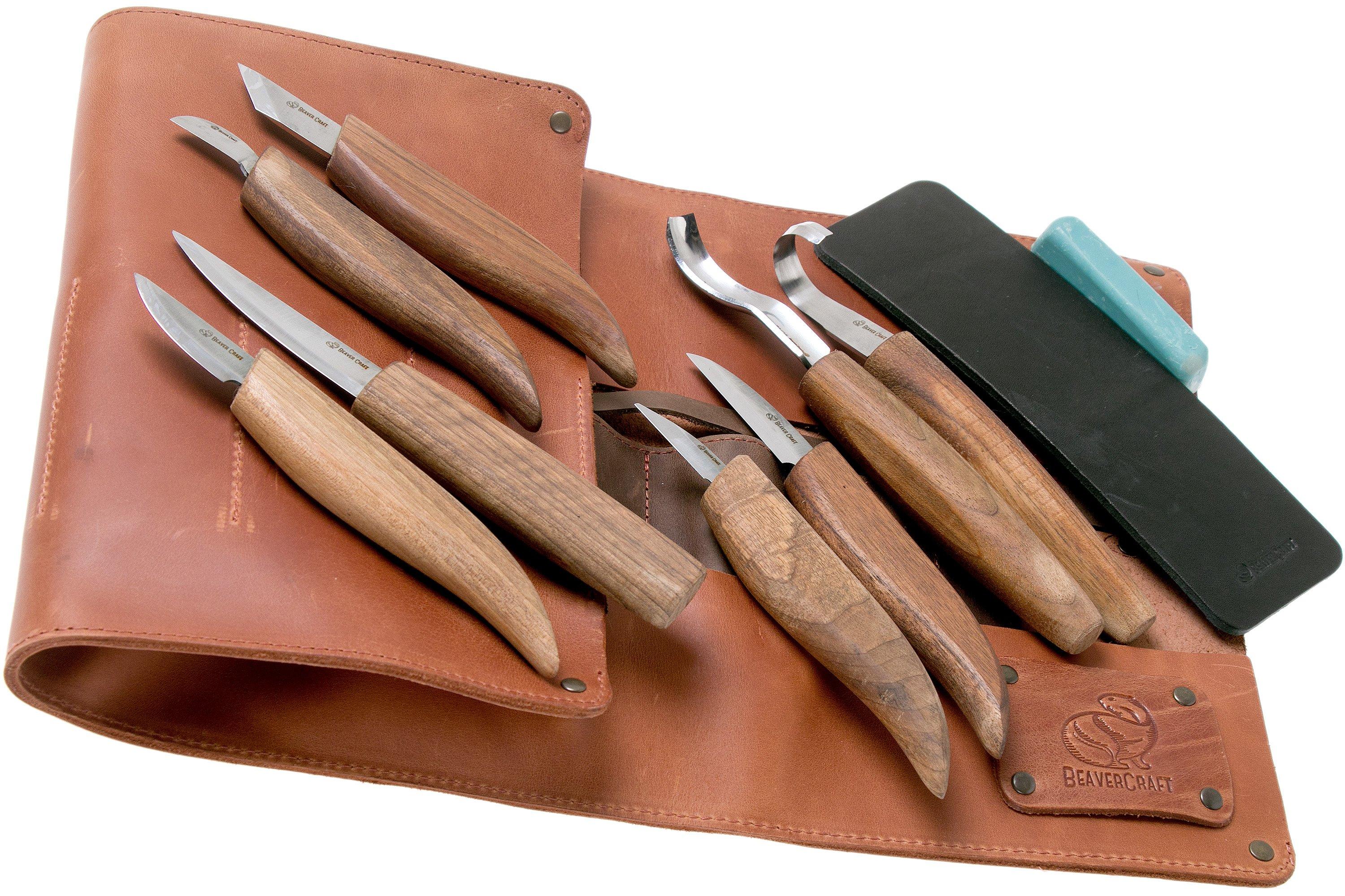 BeaverCraft S50X - Deluxe Large Wood Carving Set With Walnut Handles –  BeaverCraft Tools