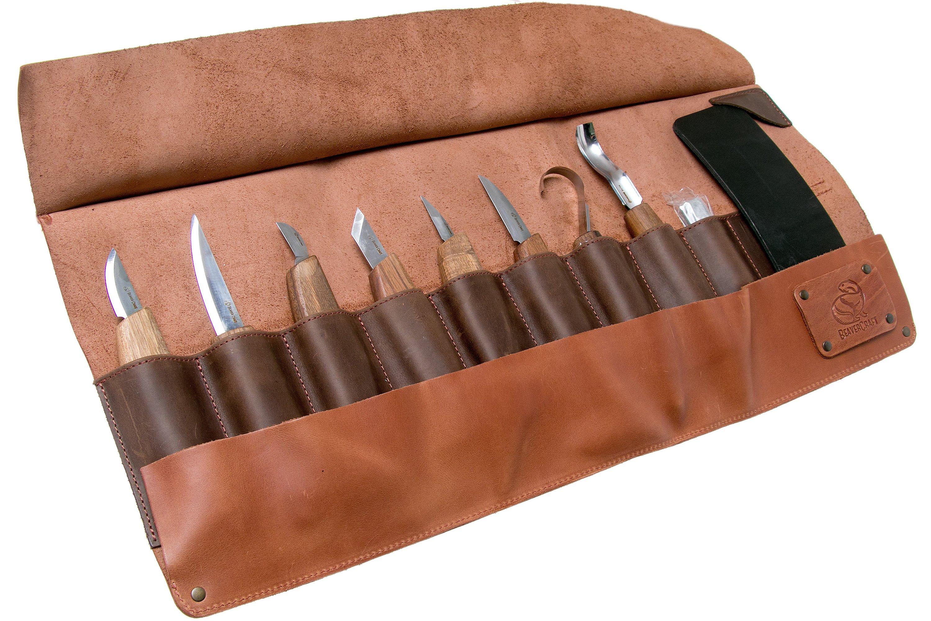 BeaverCraft Spoon Carving Set of 4 S19 Book, wood carving set with wooden  storage book