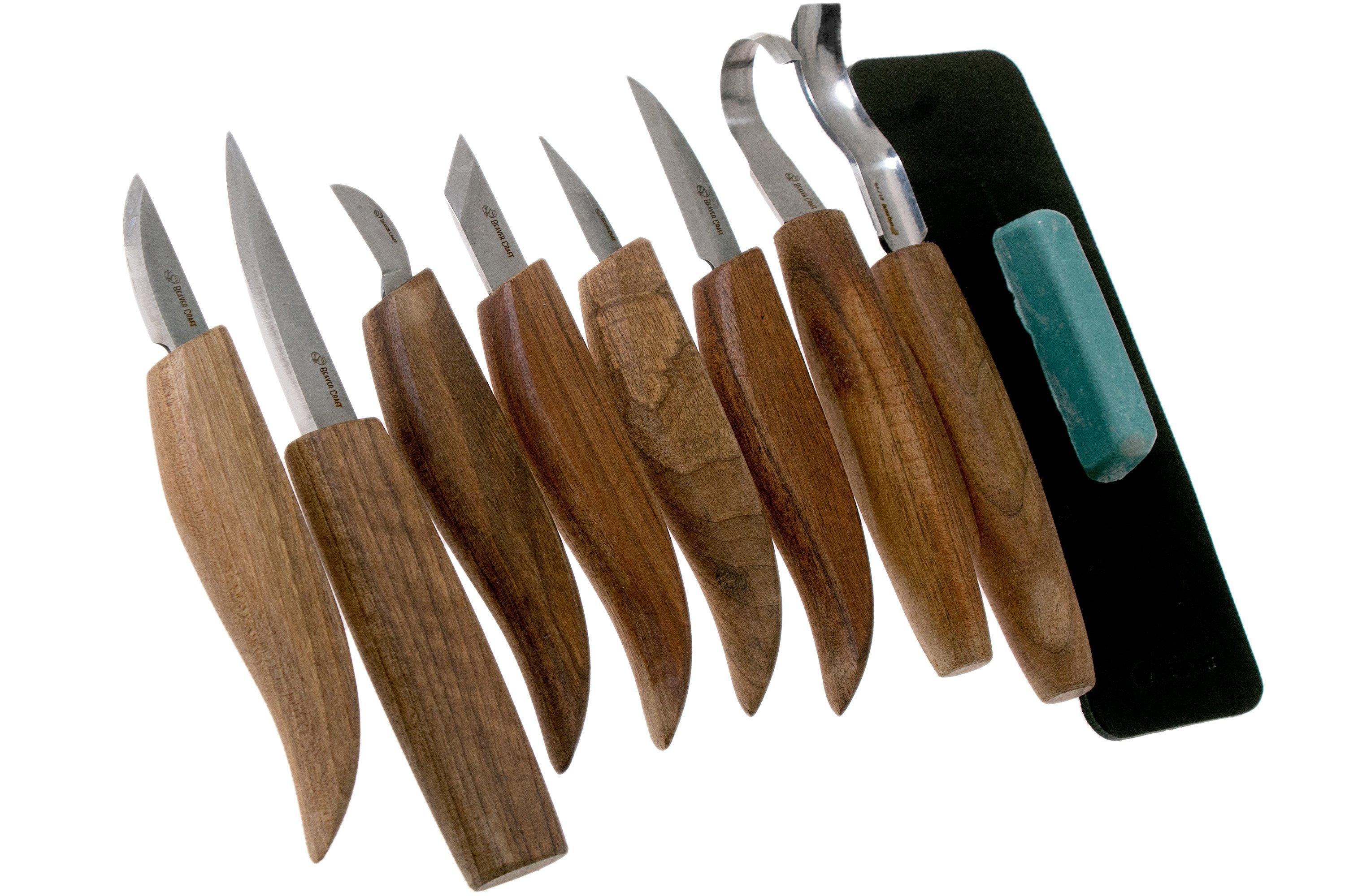 BeaverCraft Kit d'aiguisage pour couteau à cuir LS7P03 avec composé de  polissage et d'affûtage 7 x 30 cm – Aiguiseur de couteau avec composé de  cuir à aiguiser – Kit d'affûtage pour