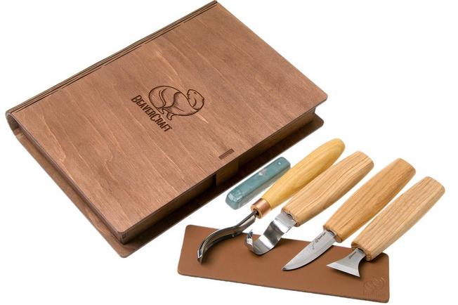 BeaverCraft Spoon Carving Set of 4 S19 Book, wood carving set with