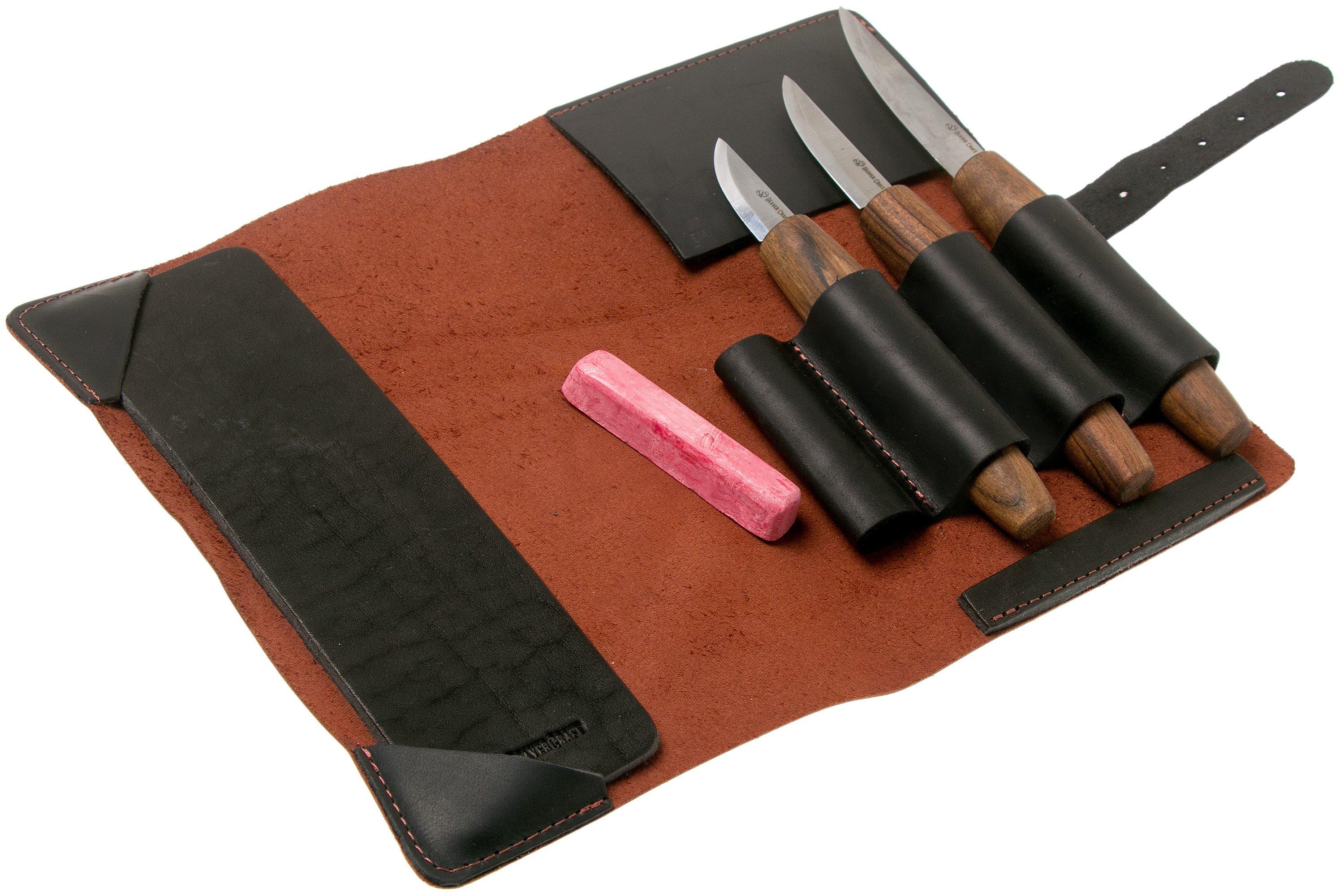 BeaverCraft Deluxe Wood Carving Tools Kit S19x - Wood Carving Knife Whittling Kit Wood Carving Whittling Knife Set with Leather Strop and Polishing
