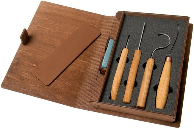 S43L book - Spoon and Kuksa Carving Professional Set with Knives and Strop  in a Book Case BeaverCraft (left-handed)