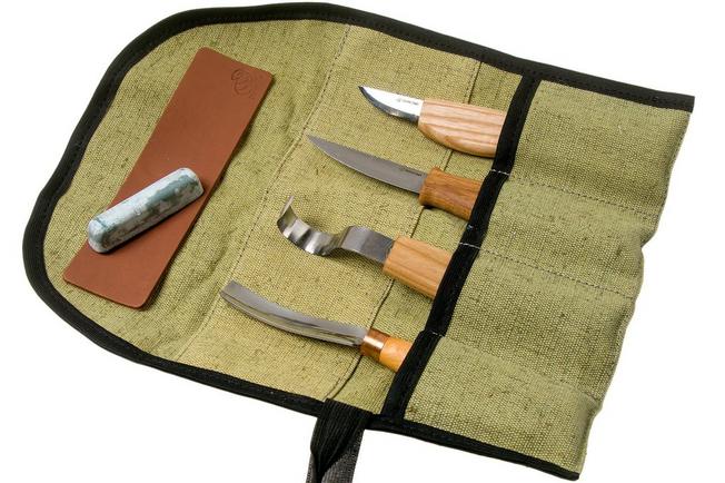 Set of Woodcarving Whittling Knives With a Tool Roll Beavercraft 