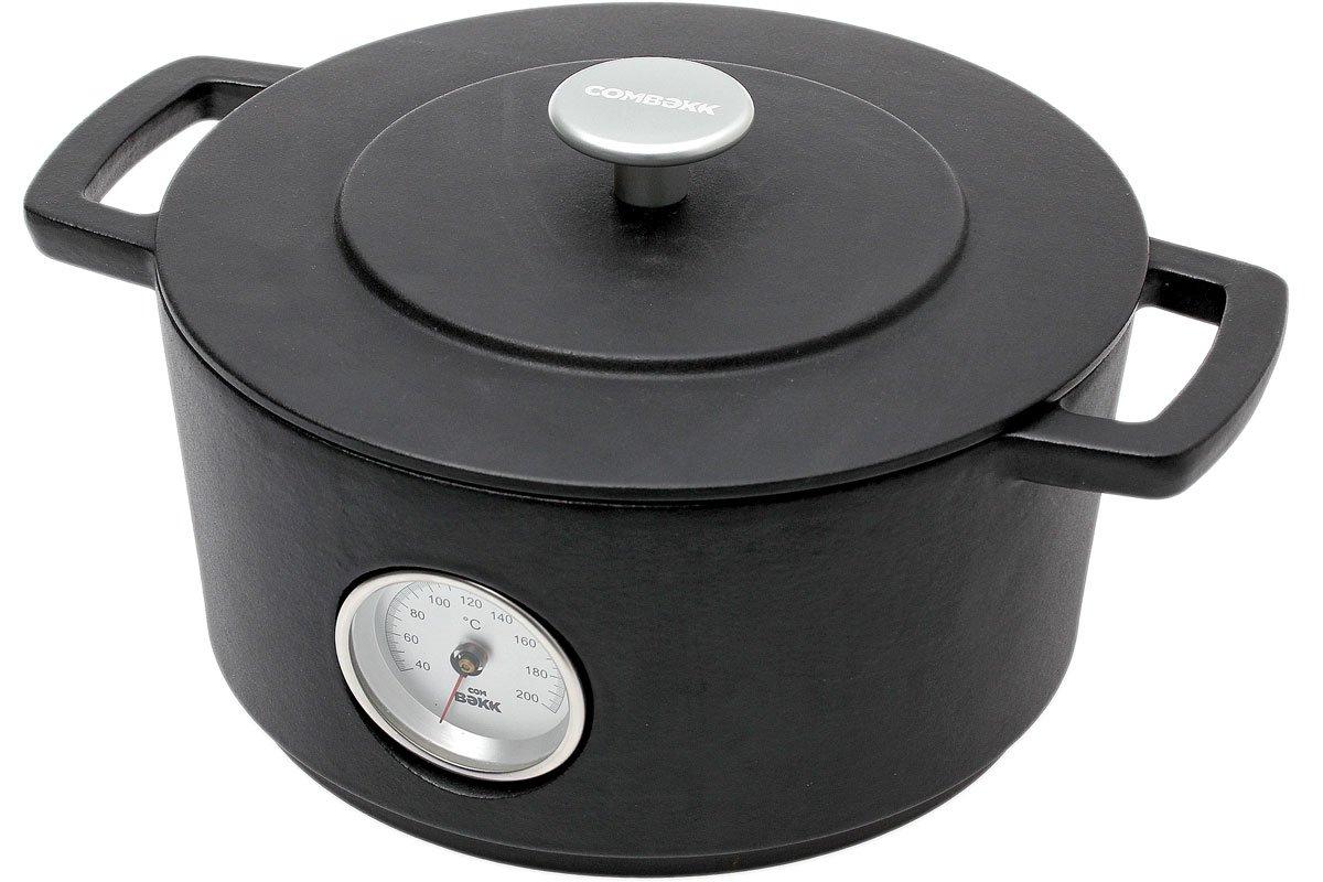 Combekk castiron roasting pan with thermometer, 24 cm, black