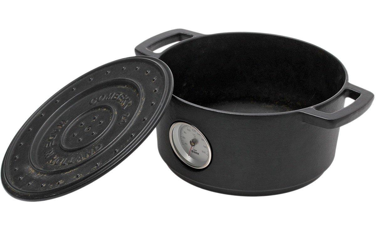 Combekk castiron roasting pan with thermometer, 24 cm, black