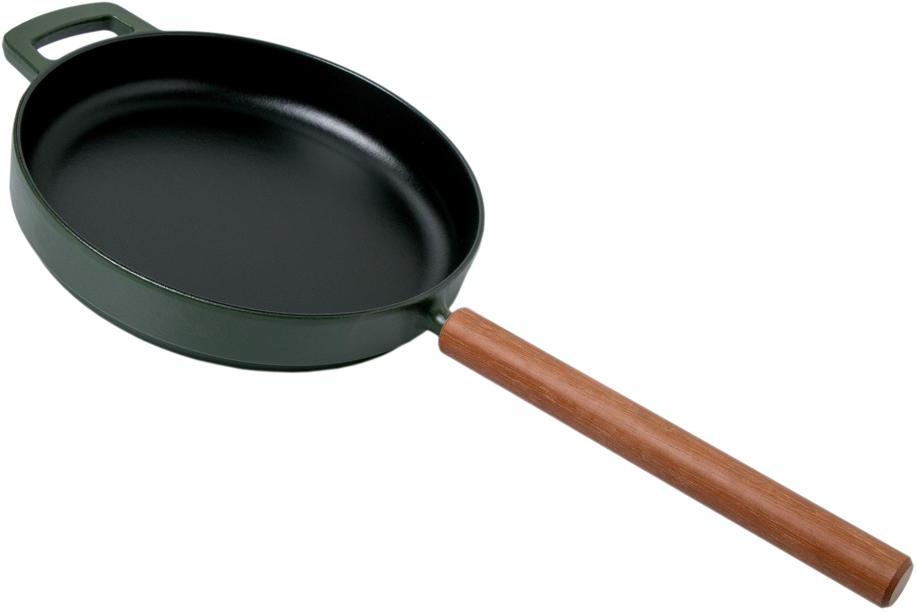 Geëmailleerde Gietijzeren Koekenpan - Anti-aanbak - Voor Fornuis en Oven - Camping Koken Grillen - Rond - Geschikt voor Keuken - 20cm - Kleur Zwart