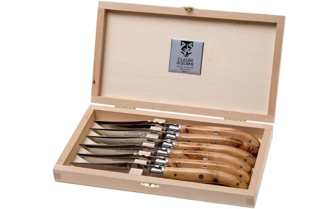 Claude Dozorme Laguiole 6piece Steak knife set, Juniper