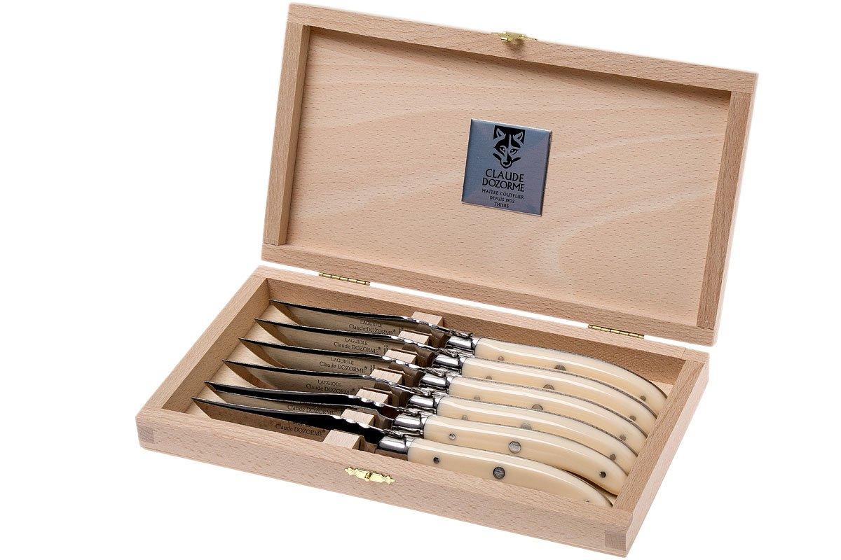 Claude Dozorme Laguiole 6-piece Steak knife set, Ivorine ...