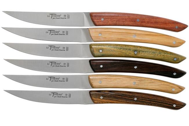 Claude Dozorme Le Thiers set coltelli da bistecca 6-pz, diversi tipi di  legno