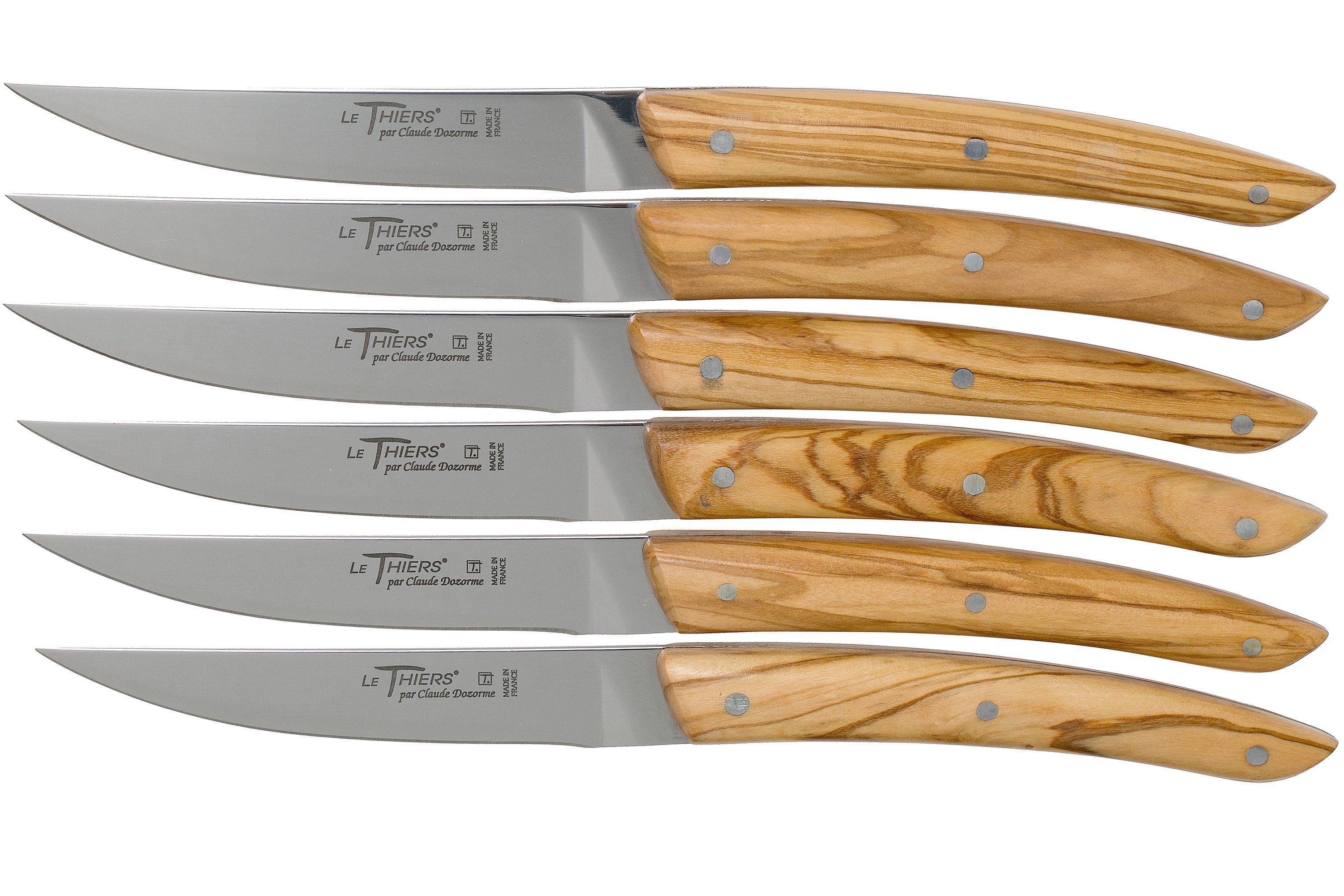 Claude Dozorme Le Thiers steak knife set 6piece, olive wood