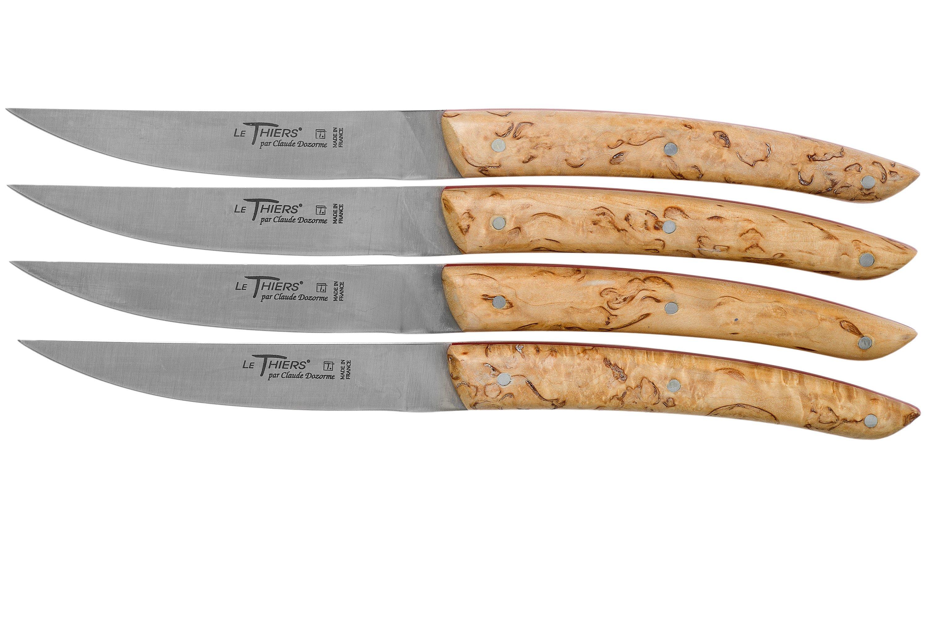 Claude Dozorme Le Thiers steak knife set 4piece, birch wood red