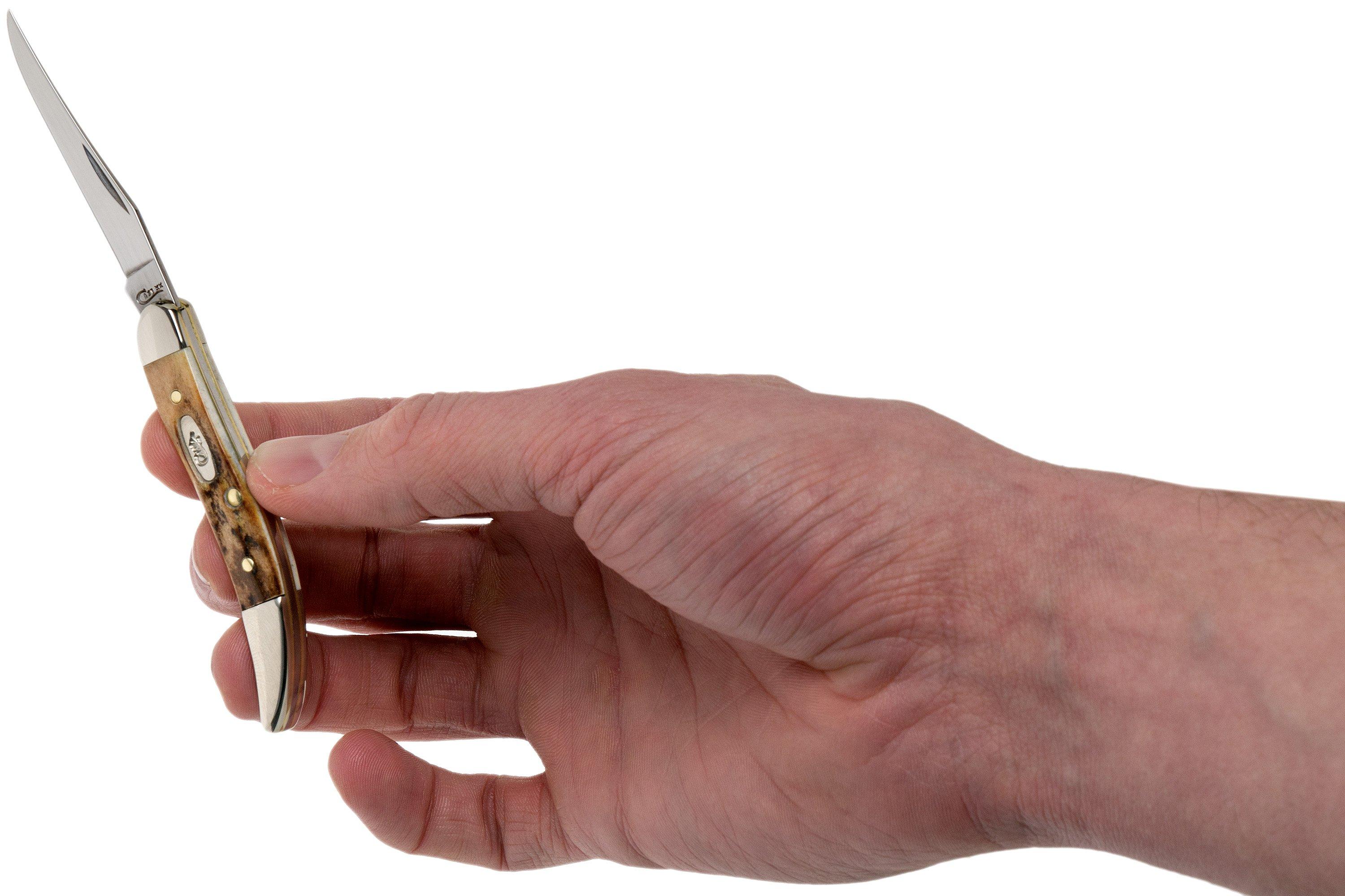 Case Small Texas Toothpick Genuine Stag 05532, 510096 SS pocket knife