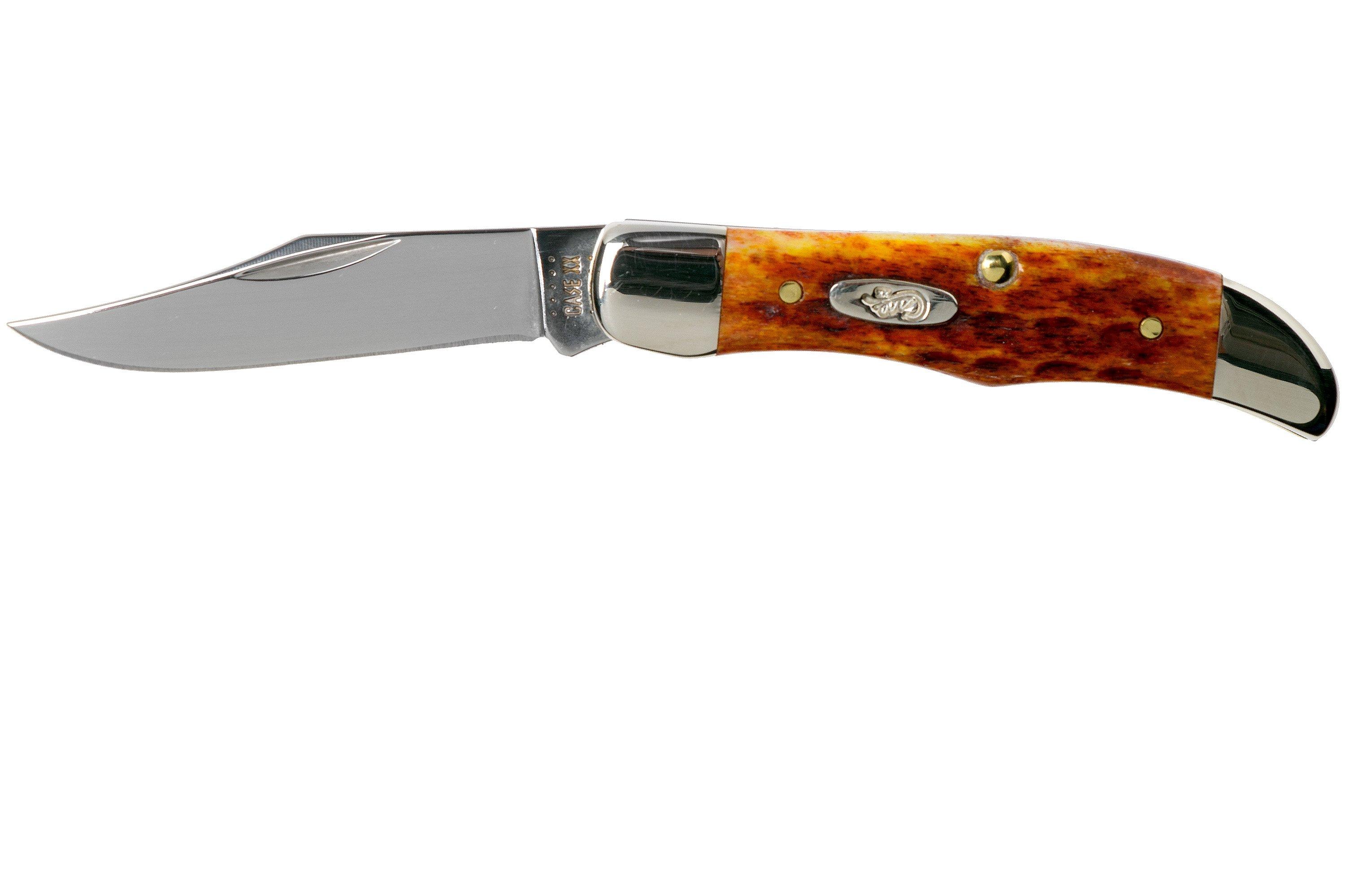 Case Knives Pocket Hunter Pocket Worn Harvest Orange Bone Corn Cob Jig