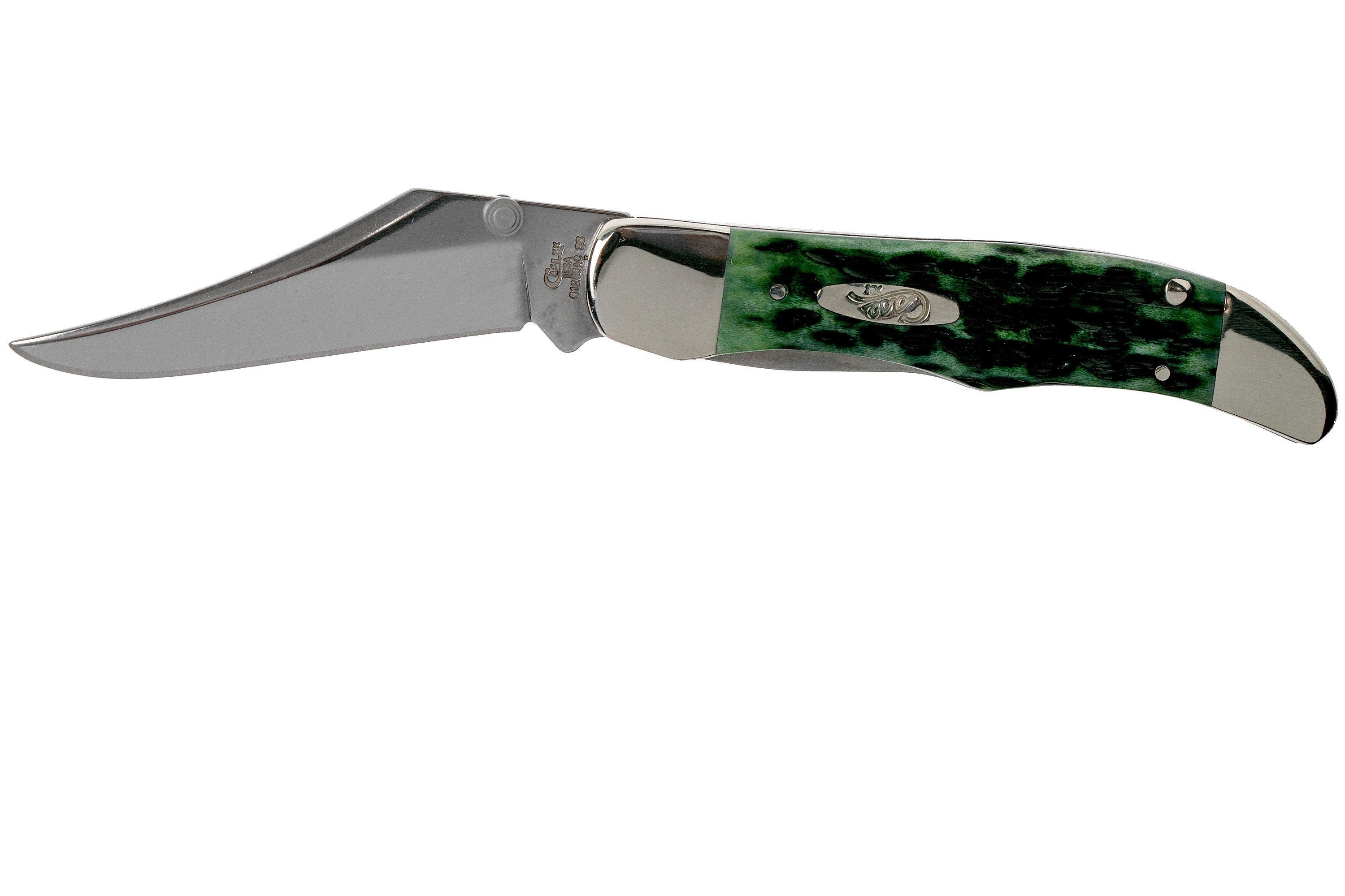 Case Kickstart Mid Folding Hunter Pocket Worn Bermuda Green Bone, Peach Seed Jig, 09782, 61265AC