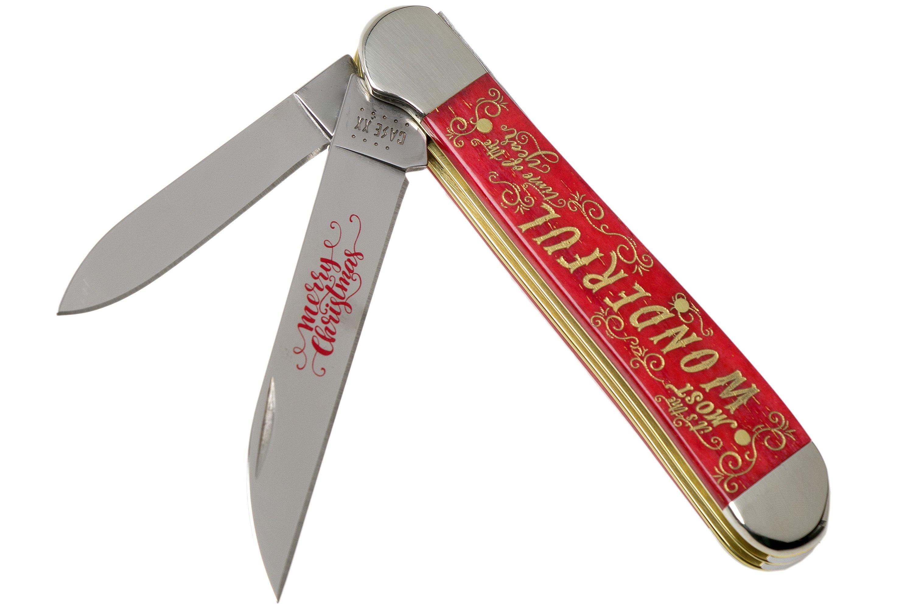 Case Copperhead, Christmas Gift Tin, Embellished Smooth Dark Red Bone